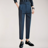 Theodore | Hochbund Doppelte Bundfalten Hose – Marineblau