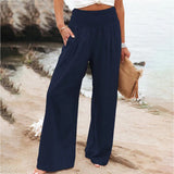 Hoch Taillierte Plisseehose für Femininen Chic – Marineblau