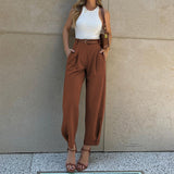 Hoch taillierte Hose mit eleganter Silhouette – Braun