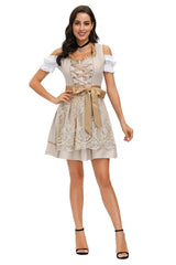 Damen Bayerisches Oktoberfest Dirndl Kleid – Beige