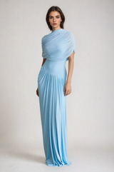 Sabrina | Maxikleid Drapiert Lang Damen – Hellblau