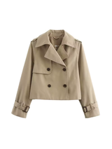 Damen Trenchcoat mit Reverskragen und Gürtelmanschetten – Beige