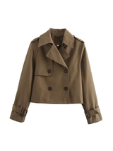 Damen Trenchcoat mit Reverskragen und Gürtelmanschetten – Braun