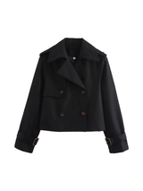 Damen Wasserdichter Trenchcoat | Mit Gürtel Manschetten und Reverskragen – Schwarz