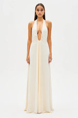 Dina | Tiefer V-Taille Schlankheits-Kleid – Weiß