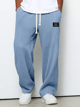 LISANDRO | WEITE HOSE MIT WABENSTRUKTUR – Himmelblau