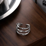 Silber Minimalistisch Dreifach Twist Line Ring – Silber