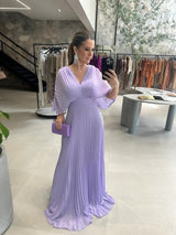 Valerija - Lebhaftes Maxi Kleid Mit Falten – Hellviolett
