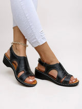 Tessa | Leicht Verstellbar Sandalen – Schwarz