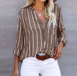 Claudia | Gestreifte Casual-Bluse – Khaki