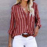 Claudia | Gestreifte Casual-Bluse – Rot