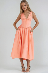 Soraya | Elegantes Sommer Kleid – Pfirsich