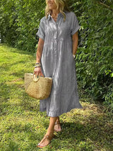 Lumae - Maxi-Hemdkleid mit weichem Griff – Grau