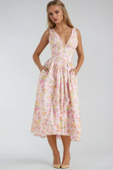 Soraya | Elegantes Sommer Kleid – Rosa geblümt