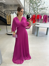 Valerija - Lebhaftes Maxi Kleid Mit Falten – Dunkelviolett