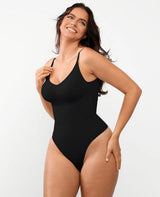 Damen Body | einteilig mit geschlossenem Rücken und Schulterrückenteil – Schwarz