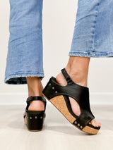 Briellae | Elegante Keilsandalette für Damen – Schwarz Glatt