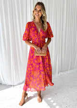 Elegantes, fließendes Kleid für Frauen | Maxi – Wassermelone