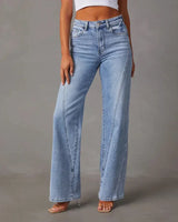 Elkin – Jeans mit hoher Taille und weitem Bein – Blau