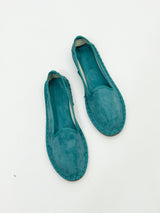 Fri | Damen Friulanische Samt-Schuhe – Weiche Samt Hausschuhe – Türkis