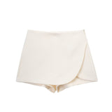 Damen Hohe Taille mit Shorts Mini Röck – Beige