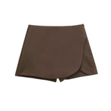 Damen Hohe Taille mit Shorts Mini Röck – Braun