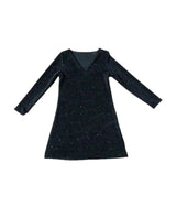 Damen Kleid | Kurze Form mit V-Ausschnitt und Langarm – Schwarz