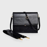 Crossbody Tasche Damen Croco Look – Vegan Leder & Elegant – Schwarz