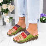 Christina - Bunte Freizeitsandalen – Grün