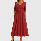 Piper - Midikleid mit kurzen Ärmeln – Rot