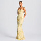 Norma - Stilvolles Maxikleid mit Blumenprint – Gelb