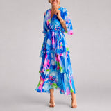 Denise - Stilvolles Geschichtetes Kleid – Blau