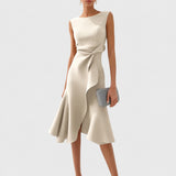Stella - Elegantes ärmelloses Midikleid – Weiß