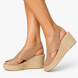 Iona - Lässige Keilsandalen – Beige