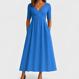 Piper - Midikleid mit kurzen Ärmeln – Blau