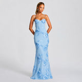 Norma - Stilvolles Maxikleid mit Blumenprint – Blau