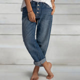 Kaden - Gerade High-Waist Jeans – Blau