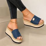 Camilla - Stilvolle dicke Keilsandalen – Blau