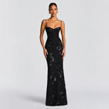 Norma - Stilvolles Maxikleid mit Blumenprint – Schwarz