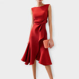 Stella - Elegantes ärmelloses Midikleid – Rot