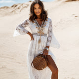 Betty - Stilvolles, fließendes Boho-Maxikleid – Weiß