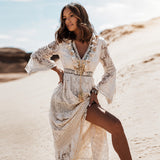 Betty - Stilvolles, fließendes Boho-Maxikleid – Beige