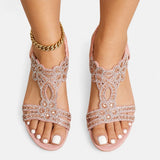 Louis - Stilvolle Keilsandalen mit Blumenmuster – Rosa