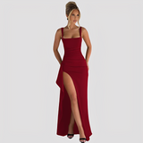 Kelly - Elegantes Maxikleid mit hohem Schlitz – Rot