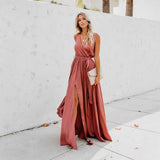 Kareem - Lässiges Maxikleid mit Taillengürtel – Rosa