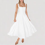 Blair - Schlichtes Einfaches Midikleid – Weiß