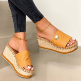 Camilla - Stilvolle dicke Keilsandalen – Beige