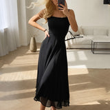 Eva - Stilvolles Ärmelloses Kleid – Schwarz