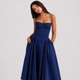 Hadley - Stilvolles Camisole-Kleid – Blau