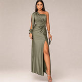 Marianne - Elegantes One-Shoulder-Kleid – Grün